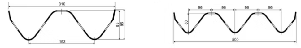 2 wave and 3 wave or W beam and Thrie Beam Guardrail